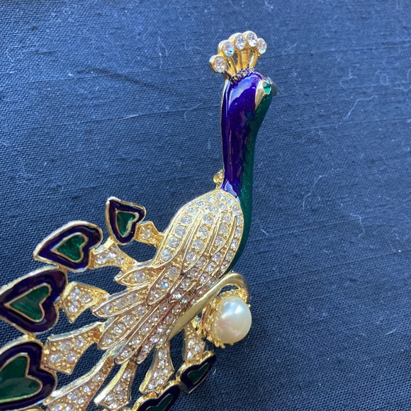 Vintage Large Peacock Pin. Jewels and enamel - Picture 9 of 15